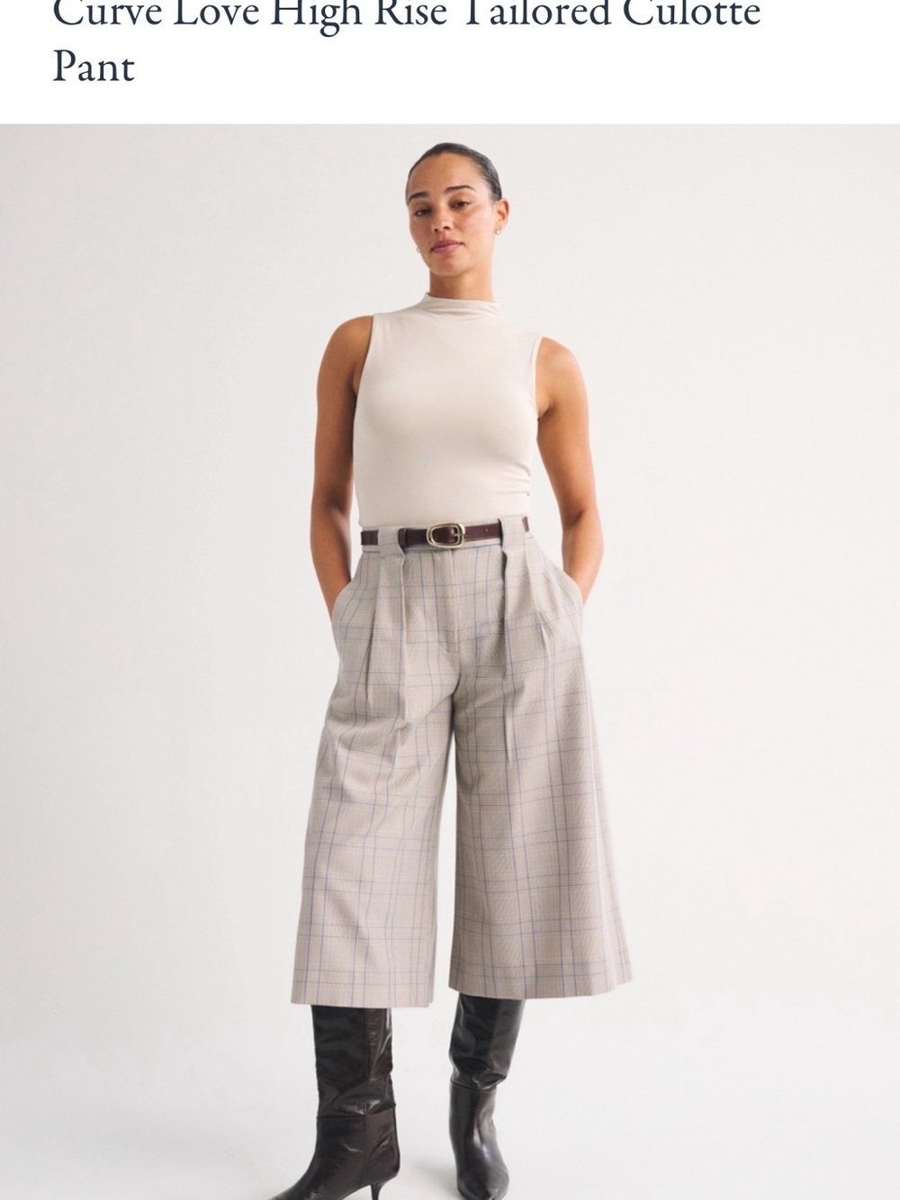 Abercrombie & Fitch Plaid-Lined Tan Pants with Blue Accents